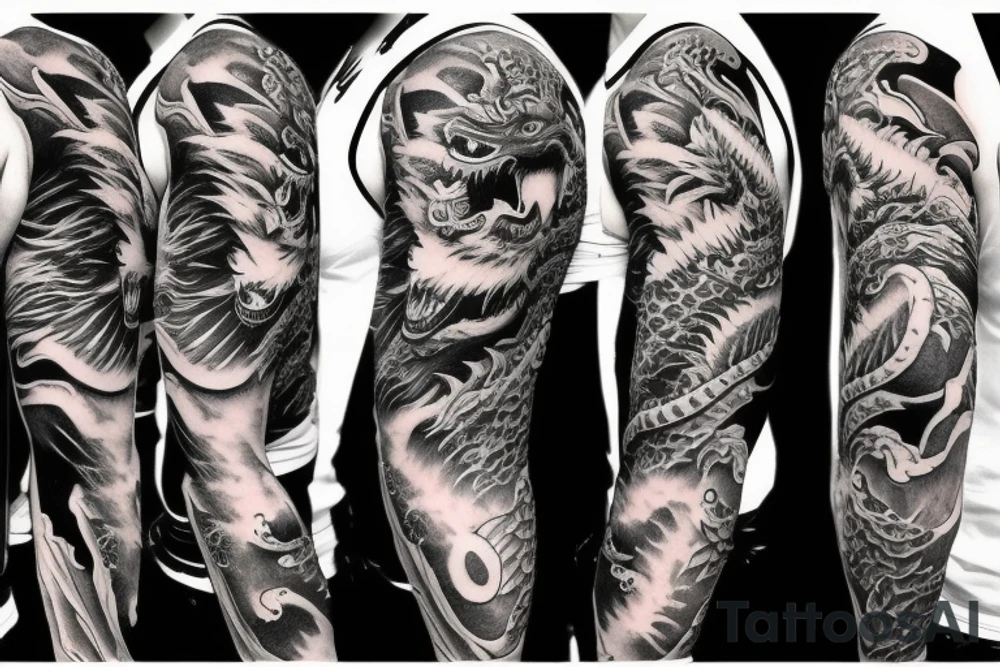tiger and dragon sleeve tattoo tattoo idea