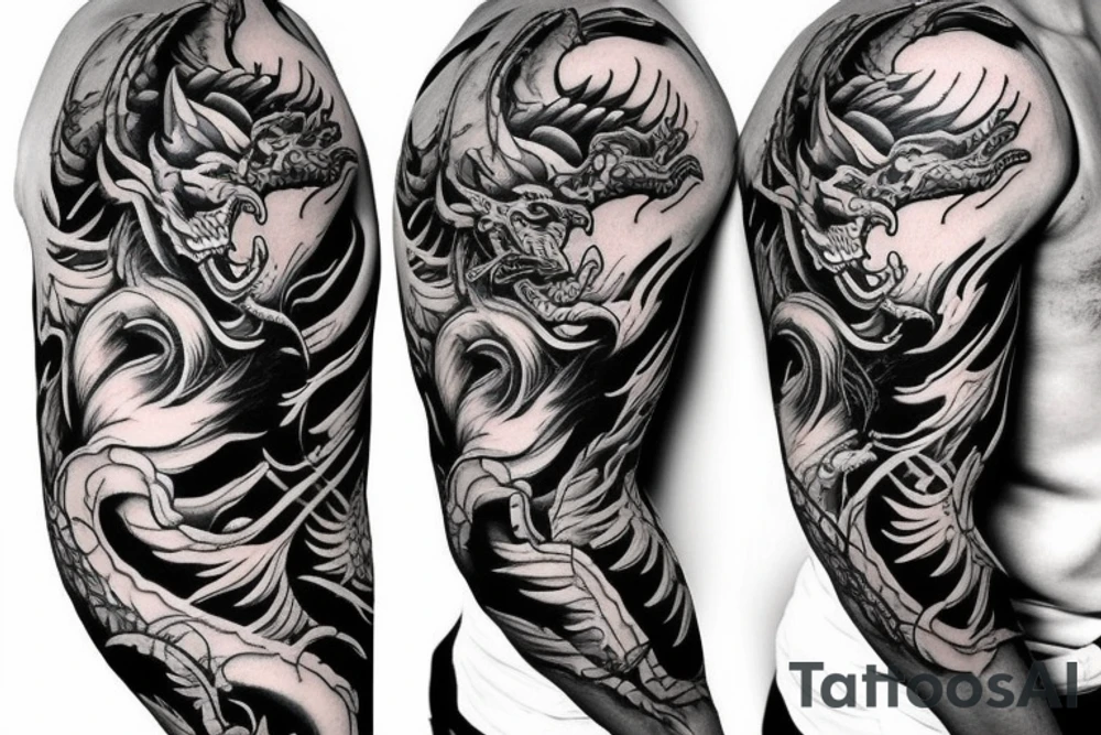 tiger and dragon sleeve tattoo tattoo idea