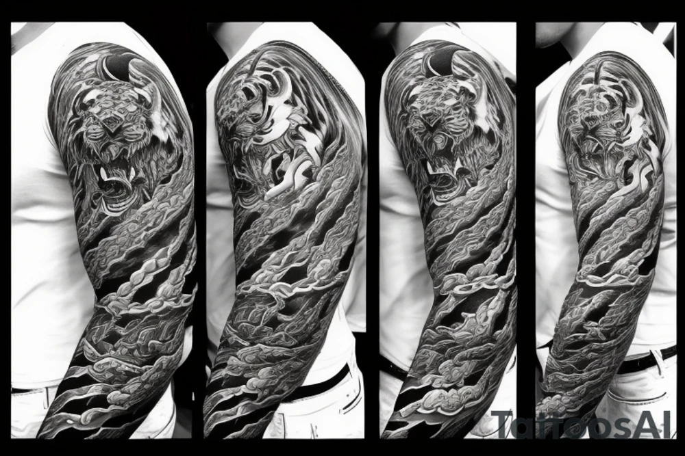 tiger and dragon sleeve tattoo tattoo idea