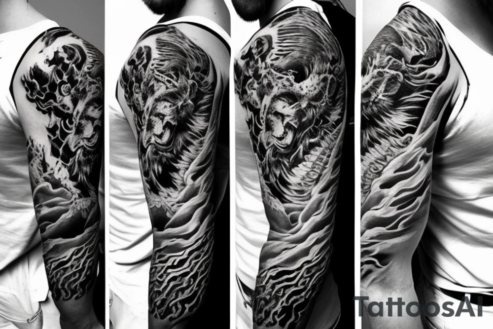 tiger and dragon sleeve tattoo tattoo idea