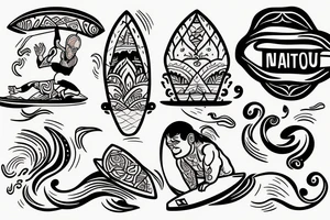 Surfing on a wave with Indian food tattoo idea
