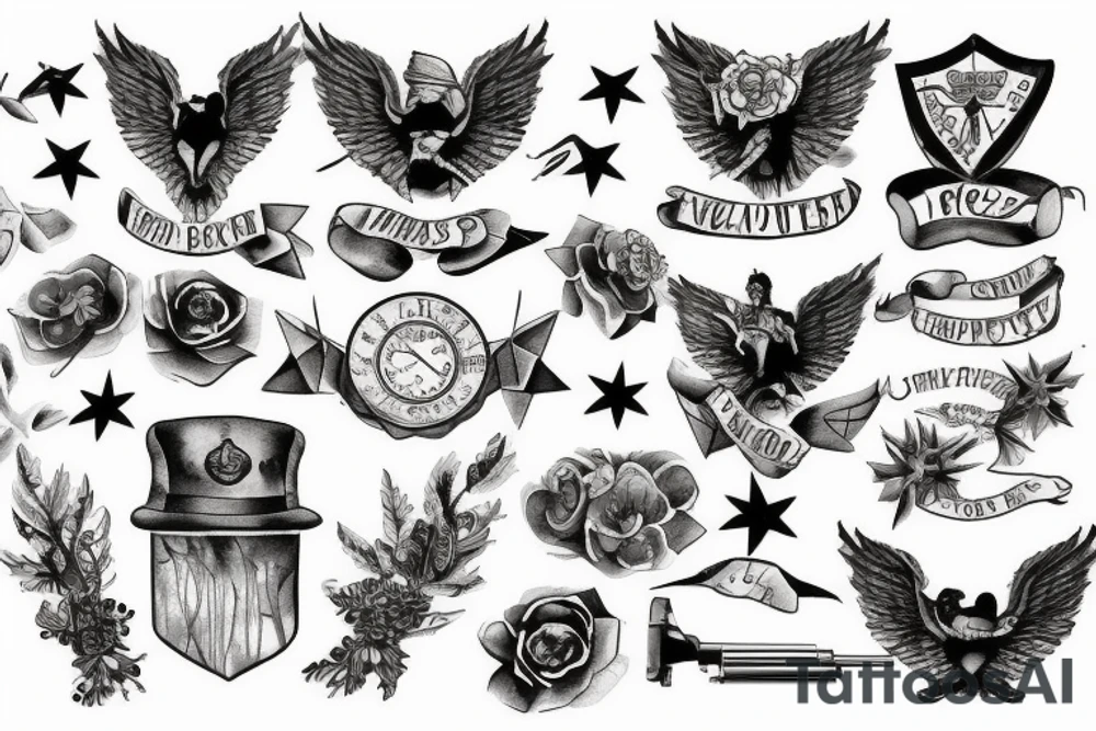 military beautiful artistic tattoo idea