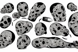 bombs and explosions on torso tattoo idea