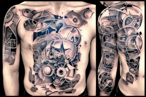 bombs and explosions on torso tattoo idea