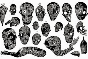 bombs and explosions on torso tattoo idea