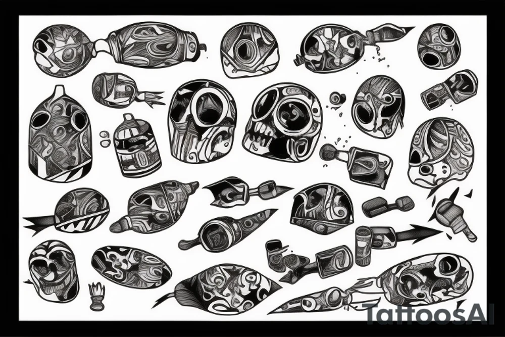 bombs and explosions on torso tattoo idea