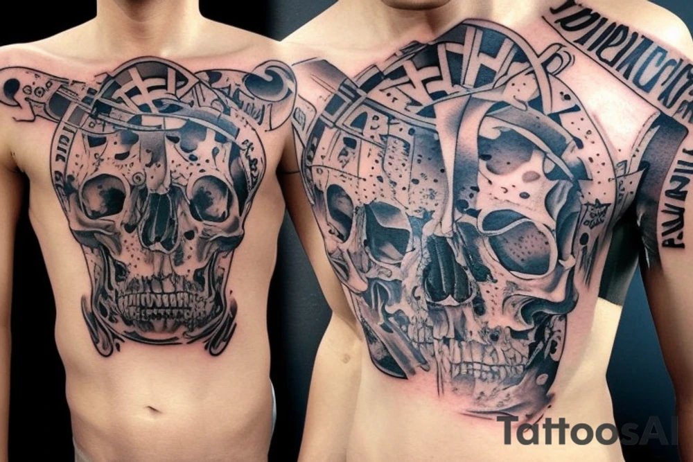 bombs and explosions on torso tattoo idea