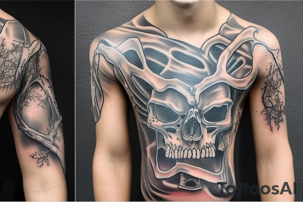 solemn war torn soul tattoo on torso detailed tattoo idea