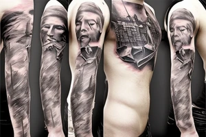 solemn war torn soul contemporary tattoo on stomach tattoo idea