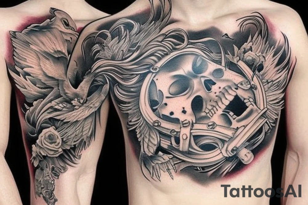 solemn war torn soul contemporary tattoo on stomach tattoo idea