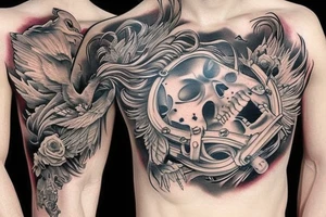 solemn war torn soul contemporary tattoo on stomach tattoo idea