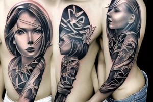 solemn war torn soul contemporary tattoo on stomach tattoo idea