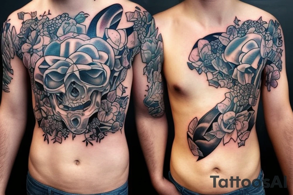 full stomach tattoo design hyper realistic tattoo idea