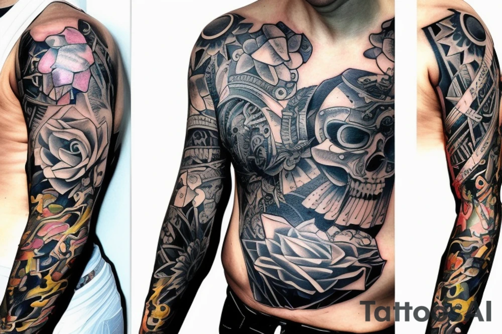 full stomach tattoo design hyper realistic tattoo idea