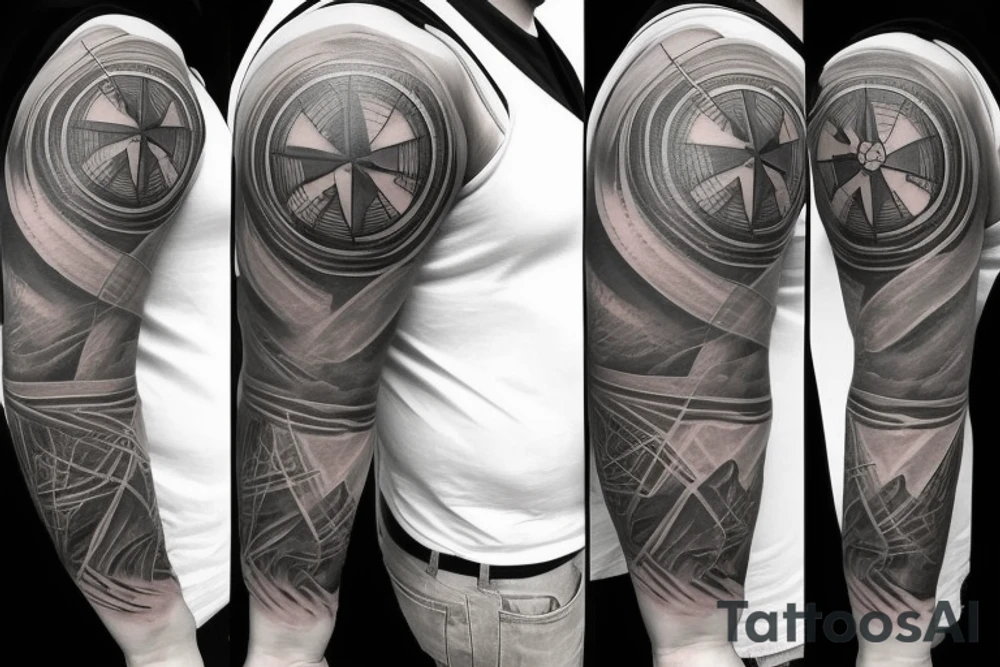 full stomach tattoo design hyper realistic compass tattoo idea