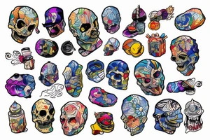 plan dropping bombs at night colorful tattoo idea