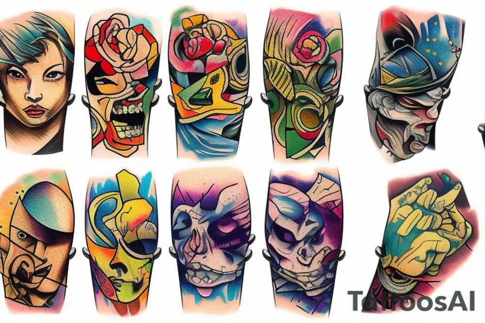 plan dropping bombs at night colorful tattoo idea