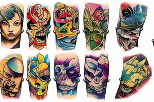 plan dropping bombs at night colorful tattoo idea
