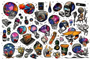 plan dropping bombs at night colorful tattoo idea