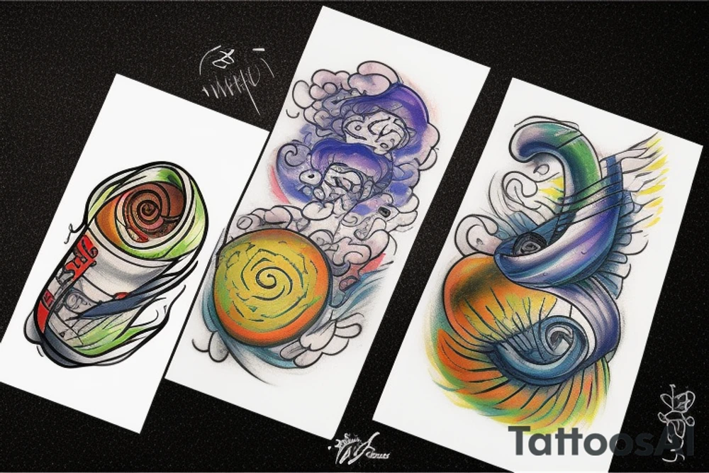 fog bombs at night colorful tattoo idea