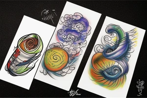 fog bombs at night colorful tattoo idea