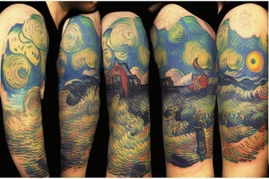 fog bombs at night colorful tattoo idea