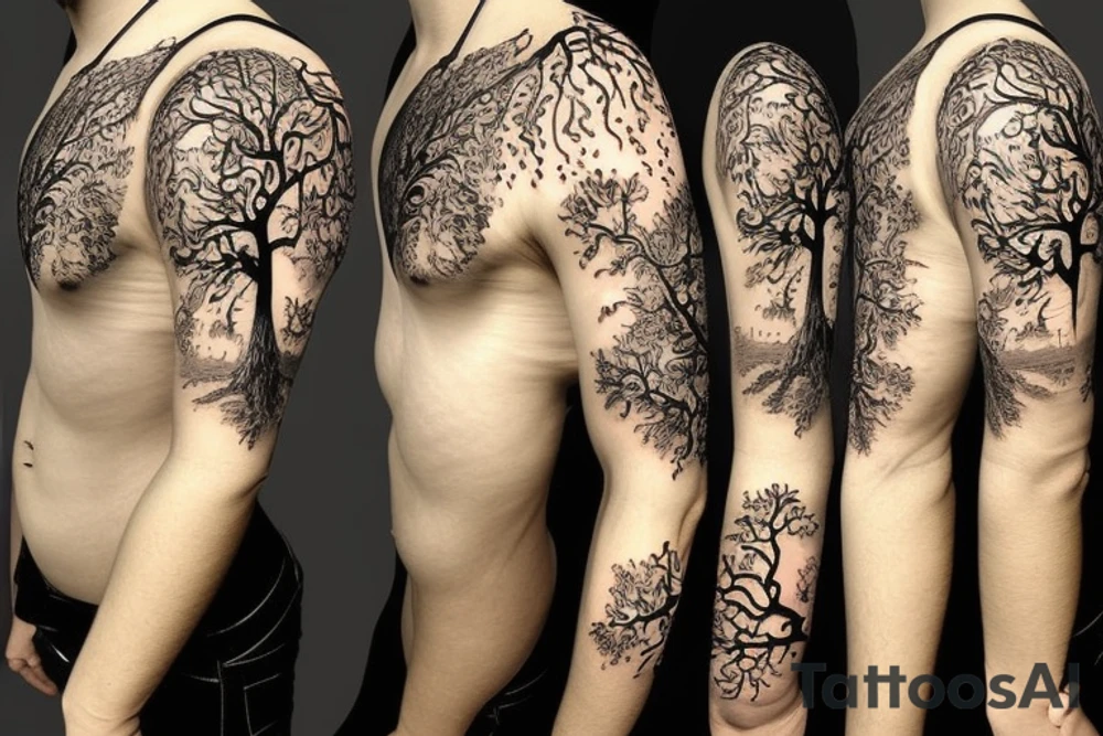gothic tree of life tattoo idea