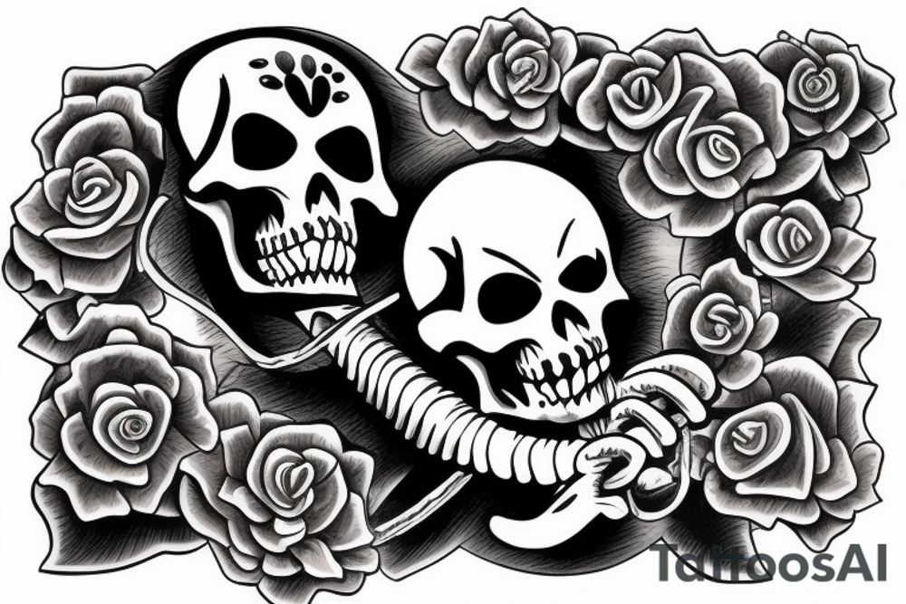 a skeleton helping another skeleton tattoo idea