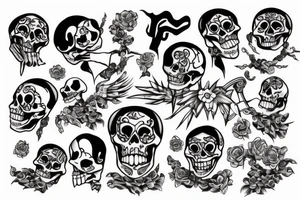 a skeleton helping another skeleton tattoo idea