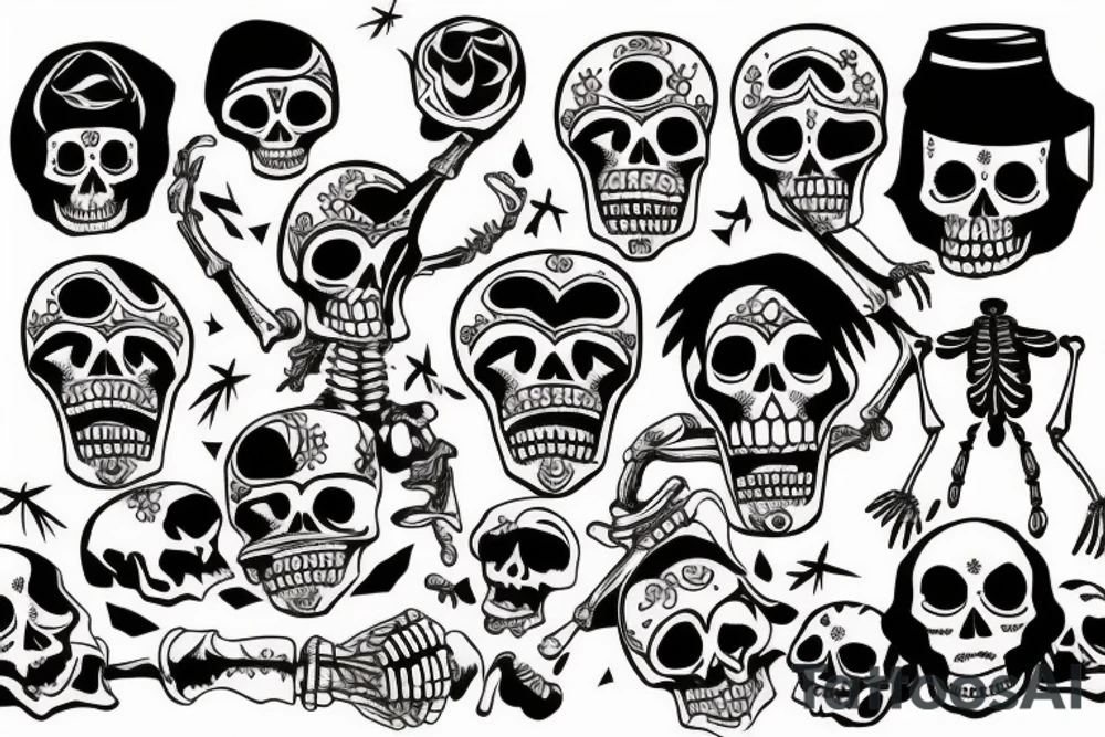 a skeleton helping another skeleton tattoo idea