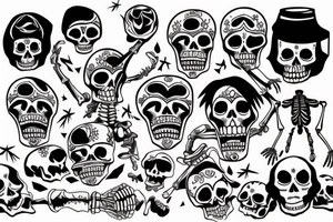 a skeleton helping another skeleton tattoo idea
