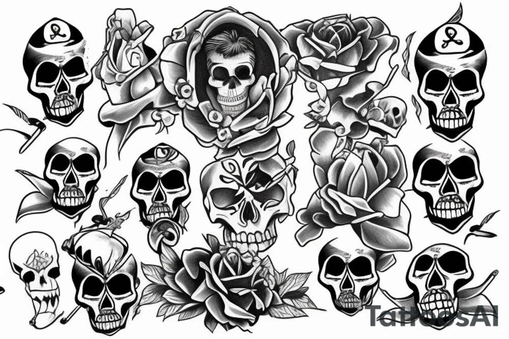 a skeleton helping another skeleton tattoo idea
