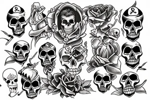 a skeleton helping another skeleton tattoo idea