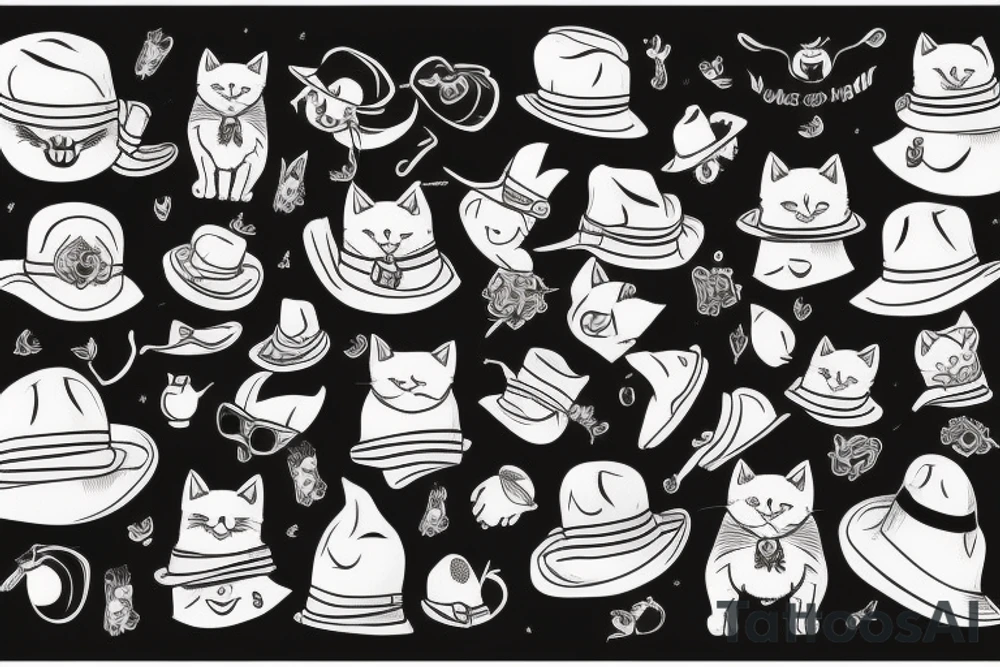 black cat with a funny hat and sweater tattoo idea