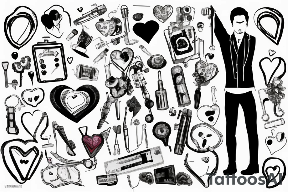 Broken heart with a doctor who repair it tattoo idea