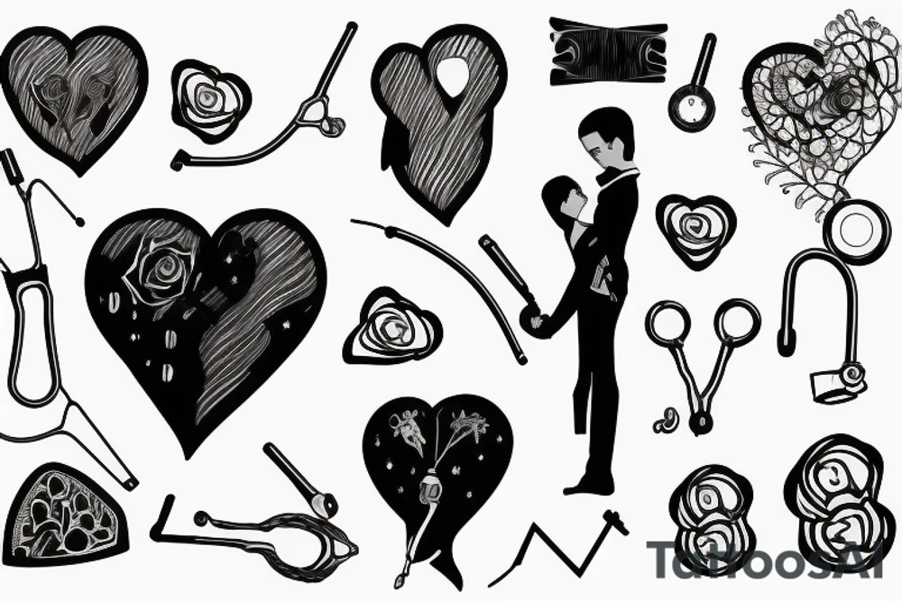 Broken heart with a doctor who repair it tattoo idea