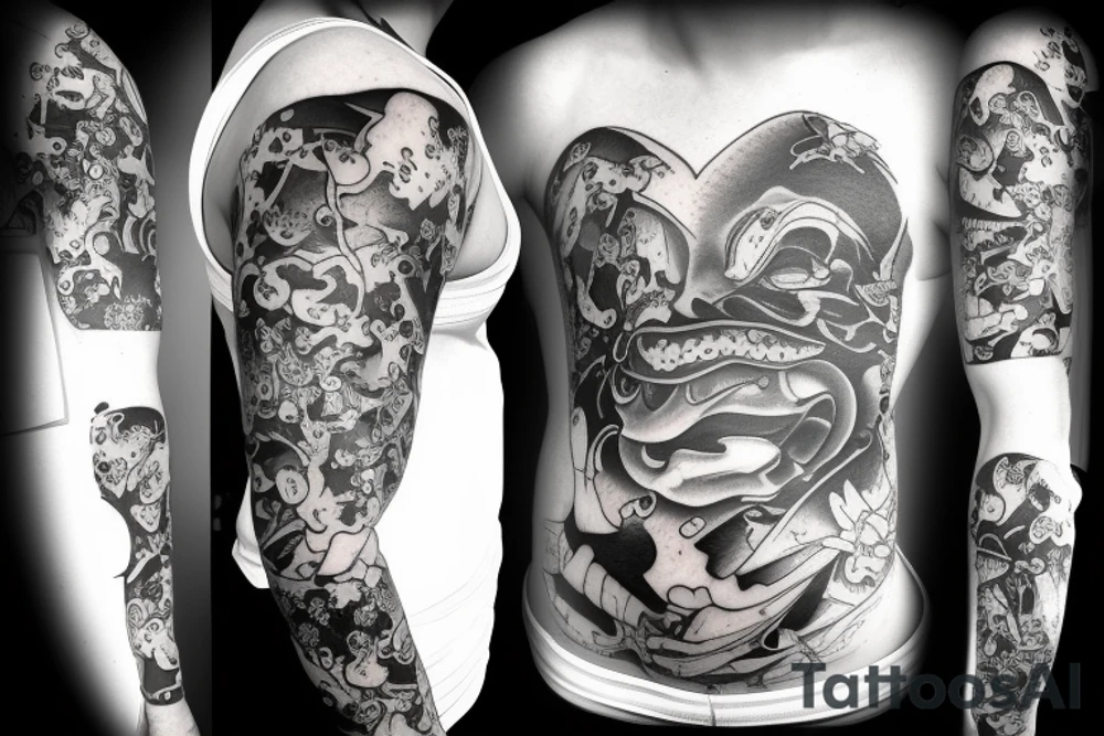 Fish with a slip underwear clown tattoo idea