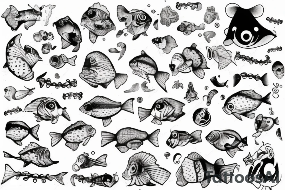 Fish with a slip underwear clown tattoo idea