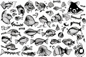 Fish with a slip underwear clown tattoo idea