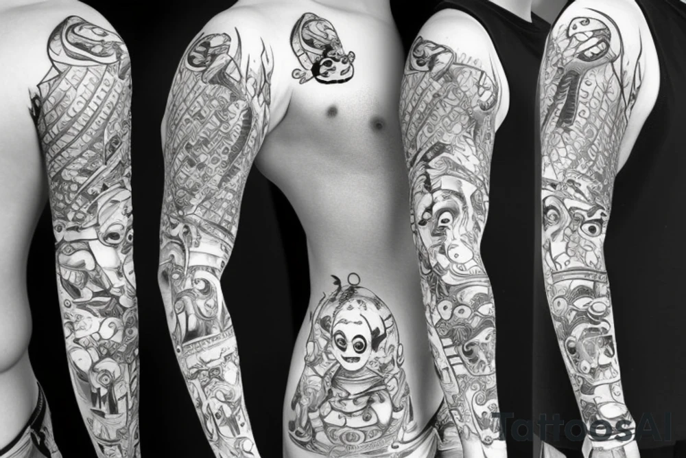 Fish with a slip underwear clown tattoo idea