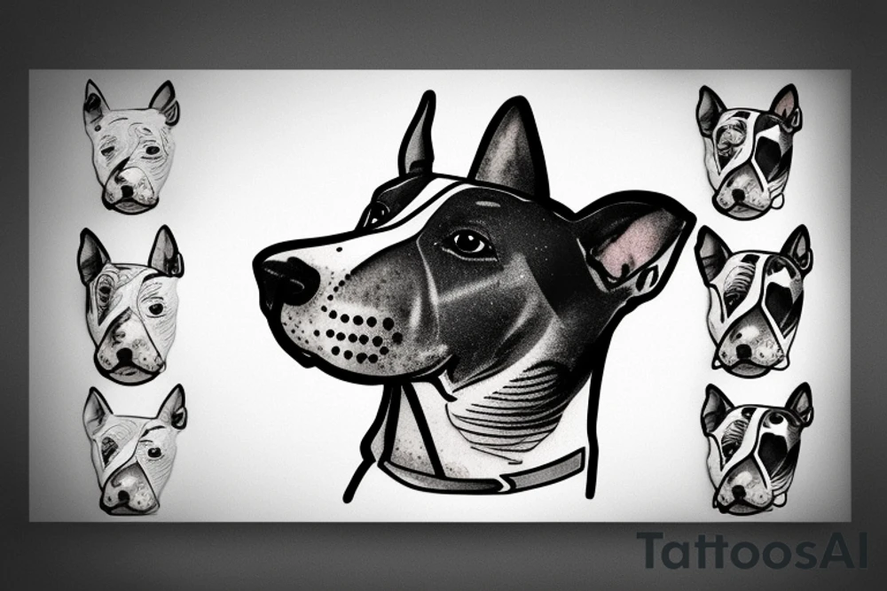 English bull terrier with fight scars on face tattoo idea