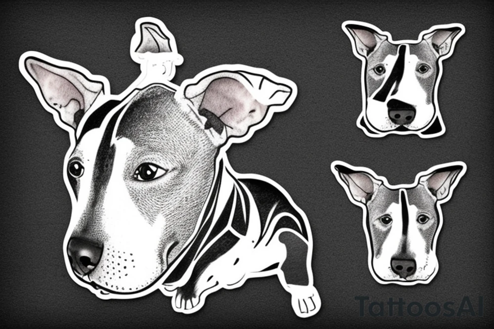 Agrresiv English bull terrier with fight scars on face tattoo idea