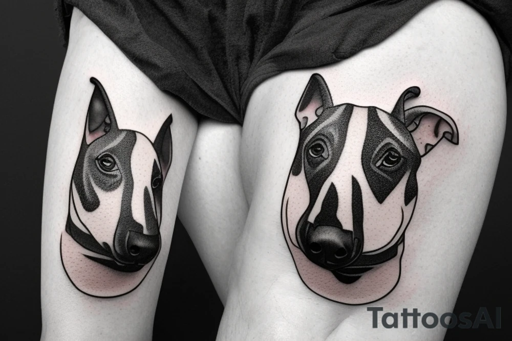 Agrresiv English bull terrier with fight scars on face tattoo idea