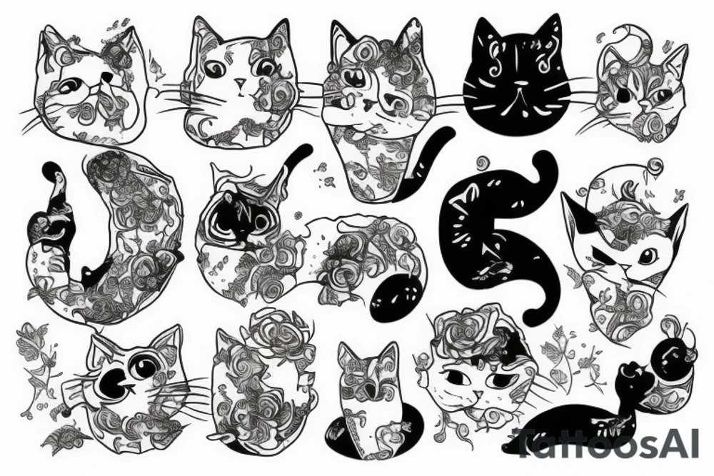 Cat on trees tattoo idea