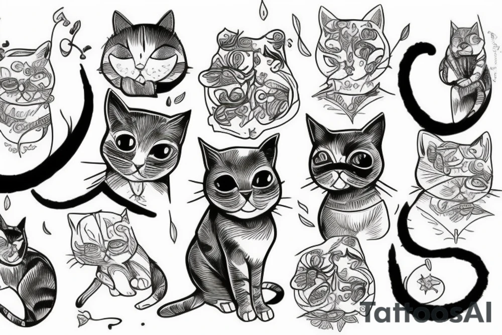 Cat on trees tattoo idea