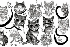 Cat on trees tattoo idea