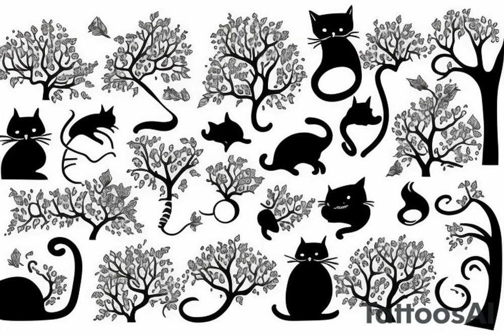 Cat on trees tattoo idea
