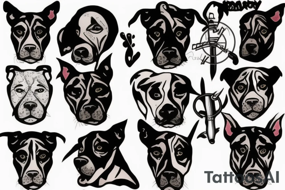 Pitt bull with fight scars on face tattoo idea