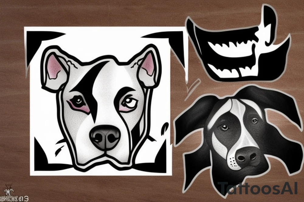 Pitt bull with fight scars on face tattoo idea