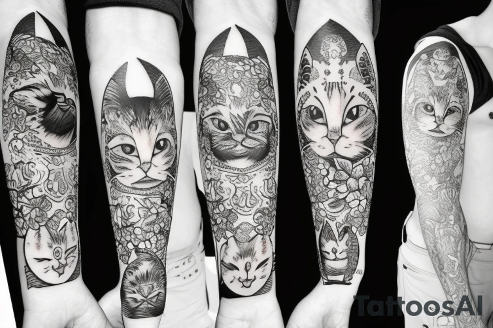 Cat on trees tattoo idea